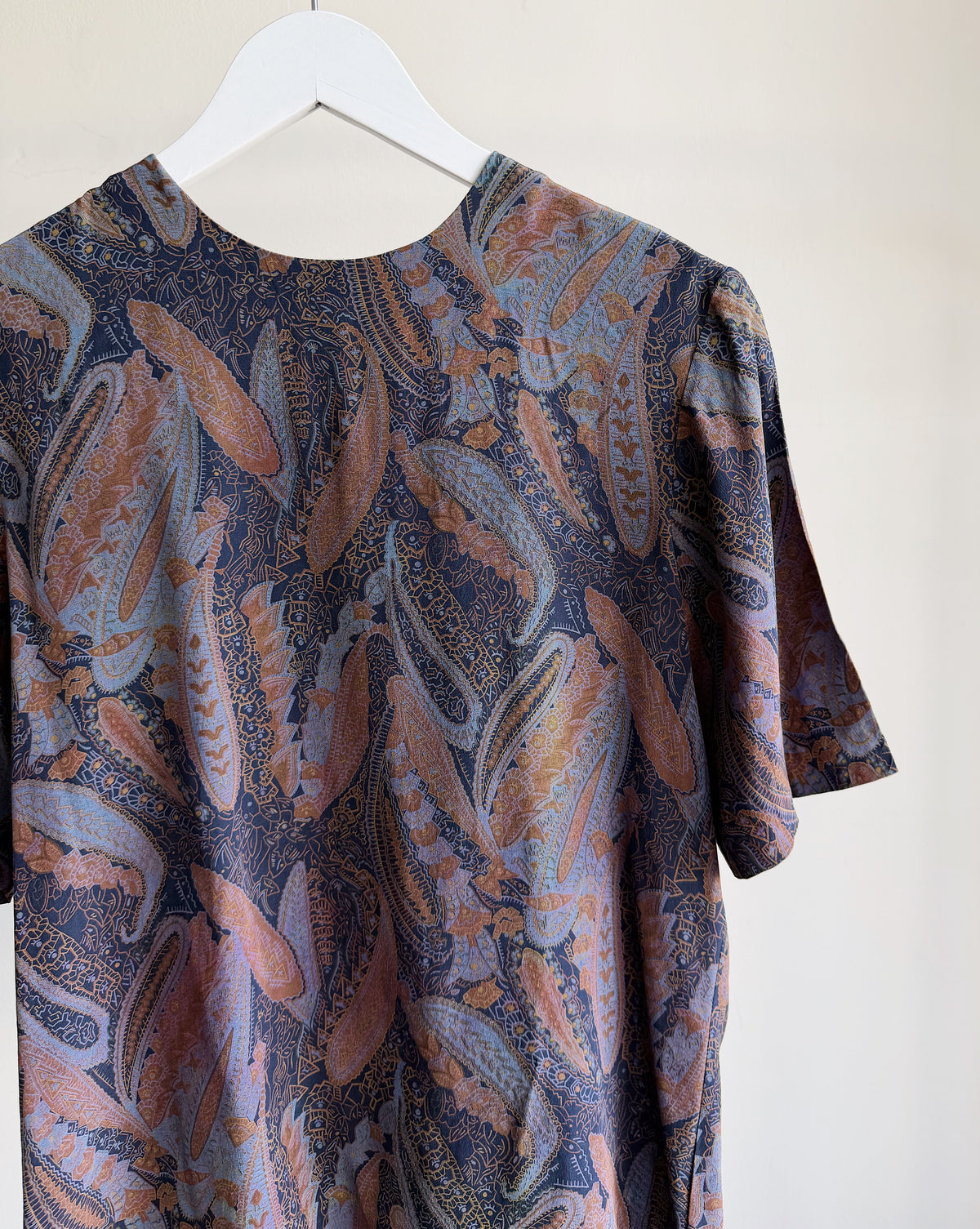 Navy Paisley Silk Tee