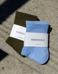 Bondoodle - Short Ribbed Sport Ankle Socks in Khaki Green - Hey Jude