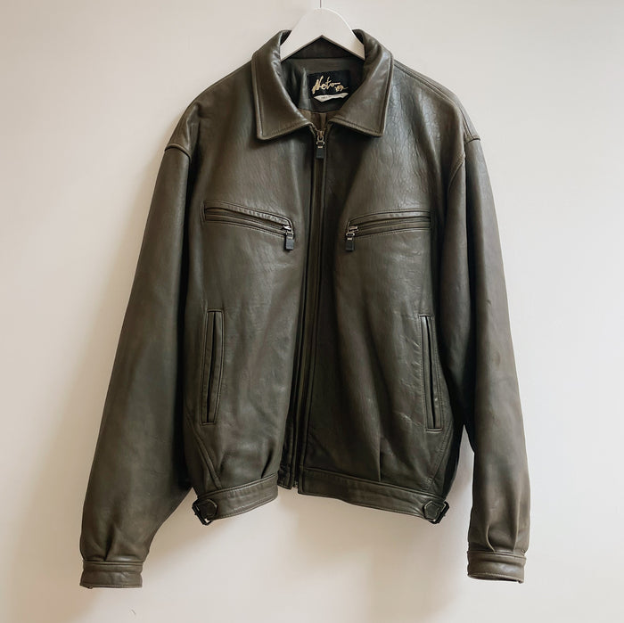 Pine Soft Leather Bomber