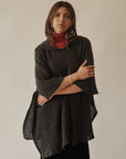 Charcoal Mohair Knit Hooded Cape