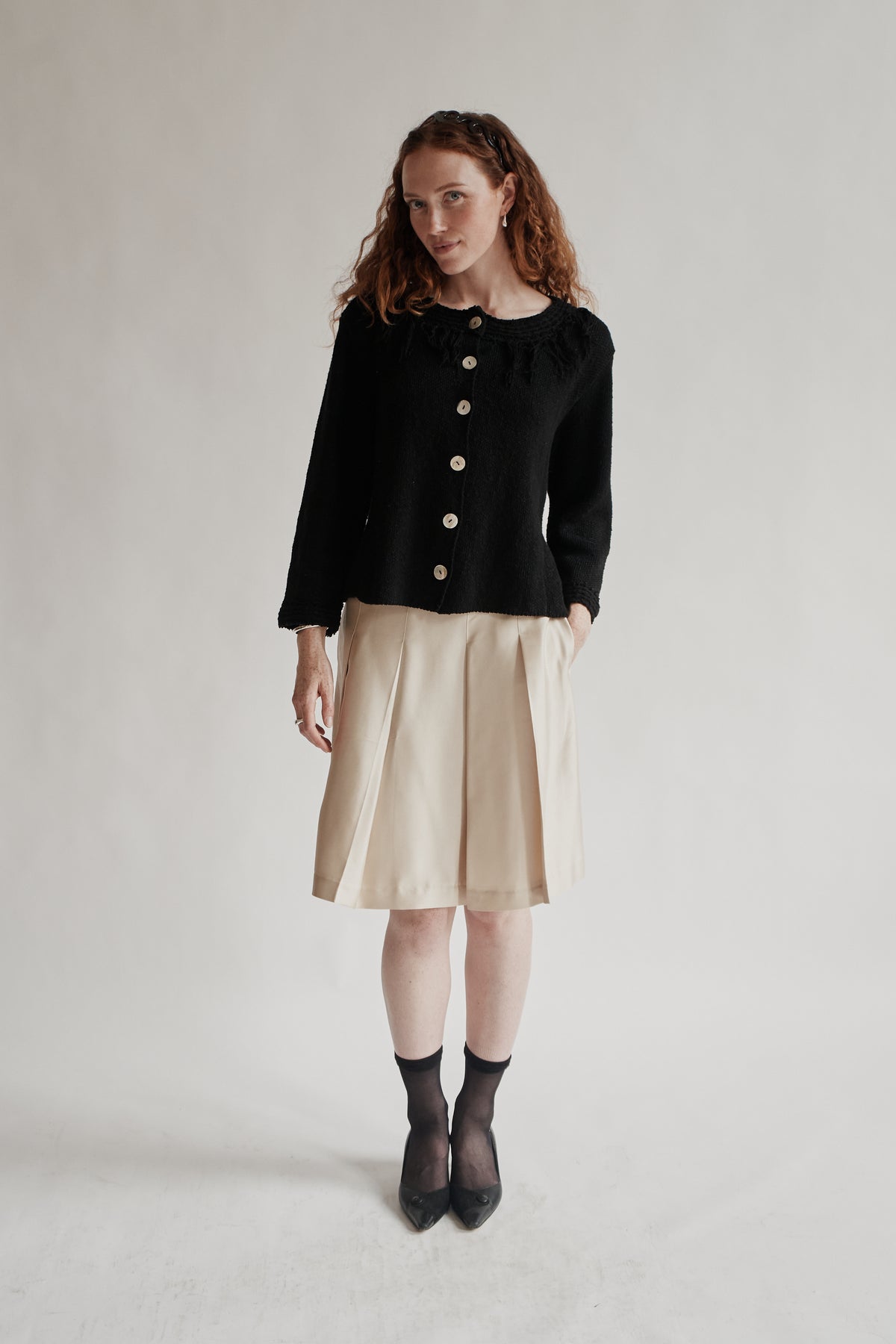 Black Textured Fringe Cotton Cardigan - Hey Jude