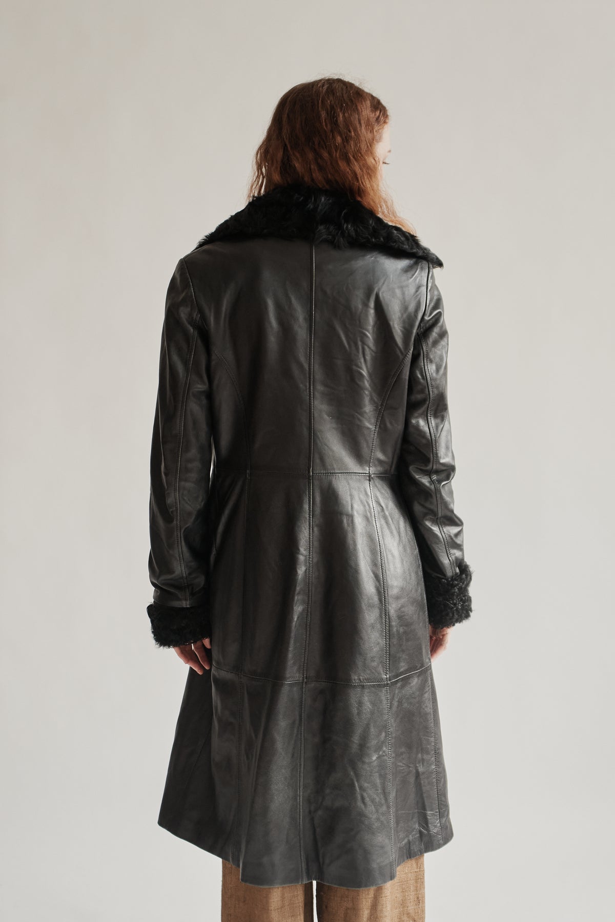 Black Lamb Leather with Fur Trench Coat - Hey Jude