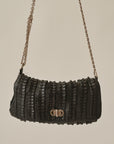 Black Woven Leather Chain Bag