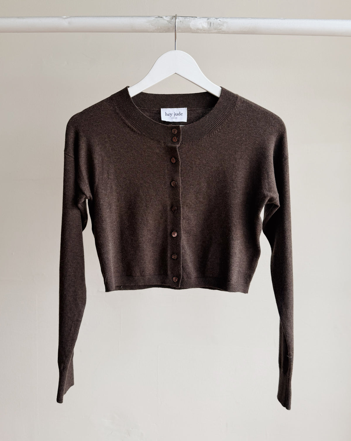 Chocolate Cropped Cotton Cardigan Top - Hey Jude