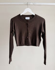 Chocolate Cropped Cotton Cardigan Top - Hey Jude