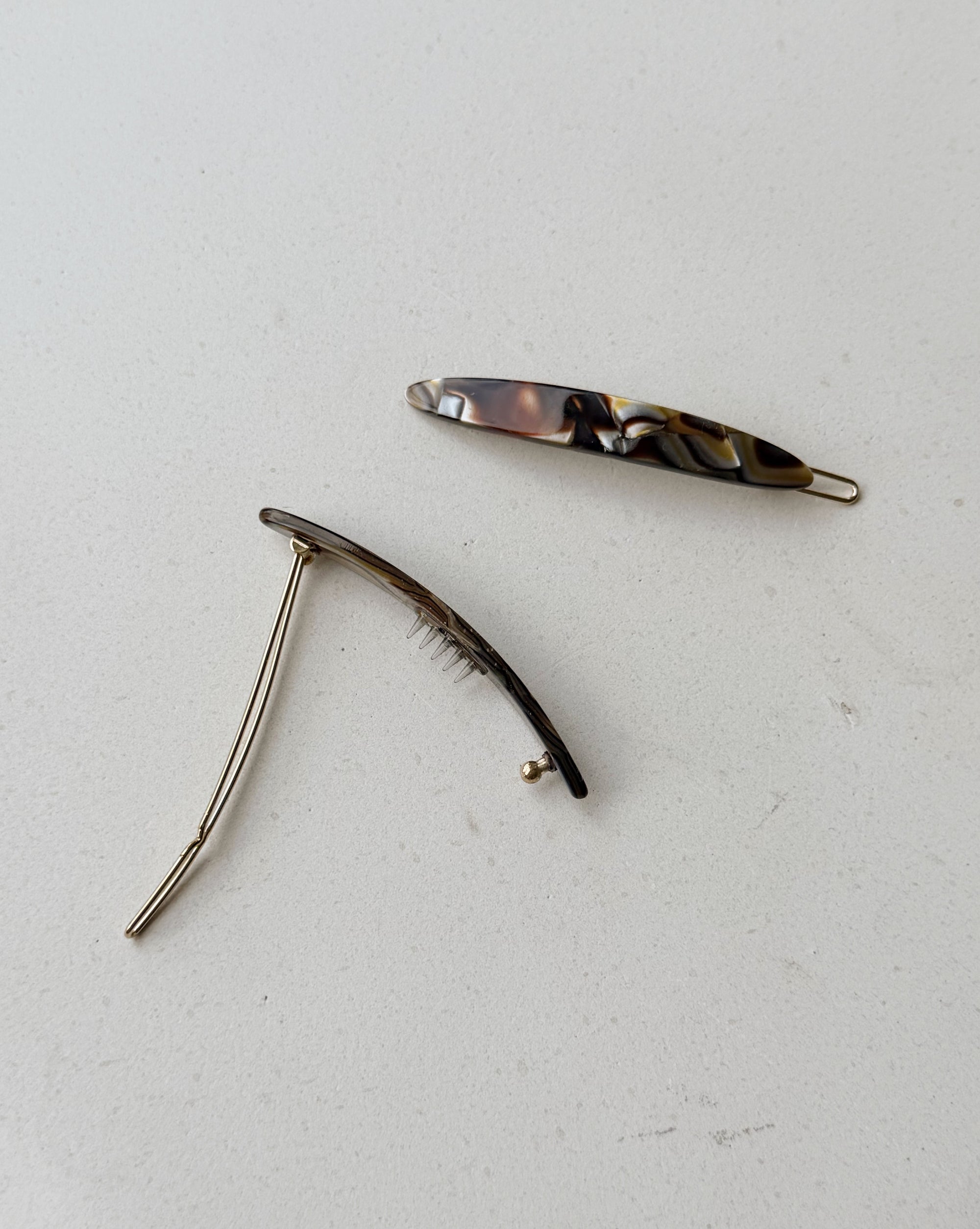 Parcelona | Small Oblong Hair Clips in Earthy Swirl