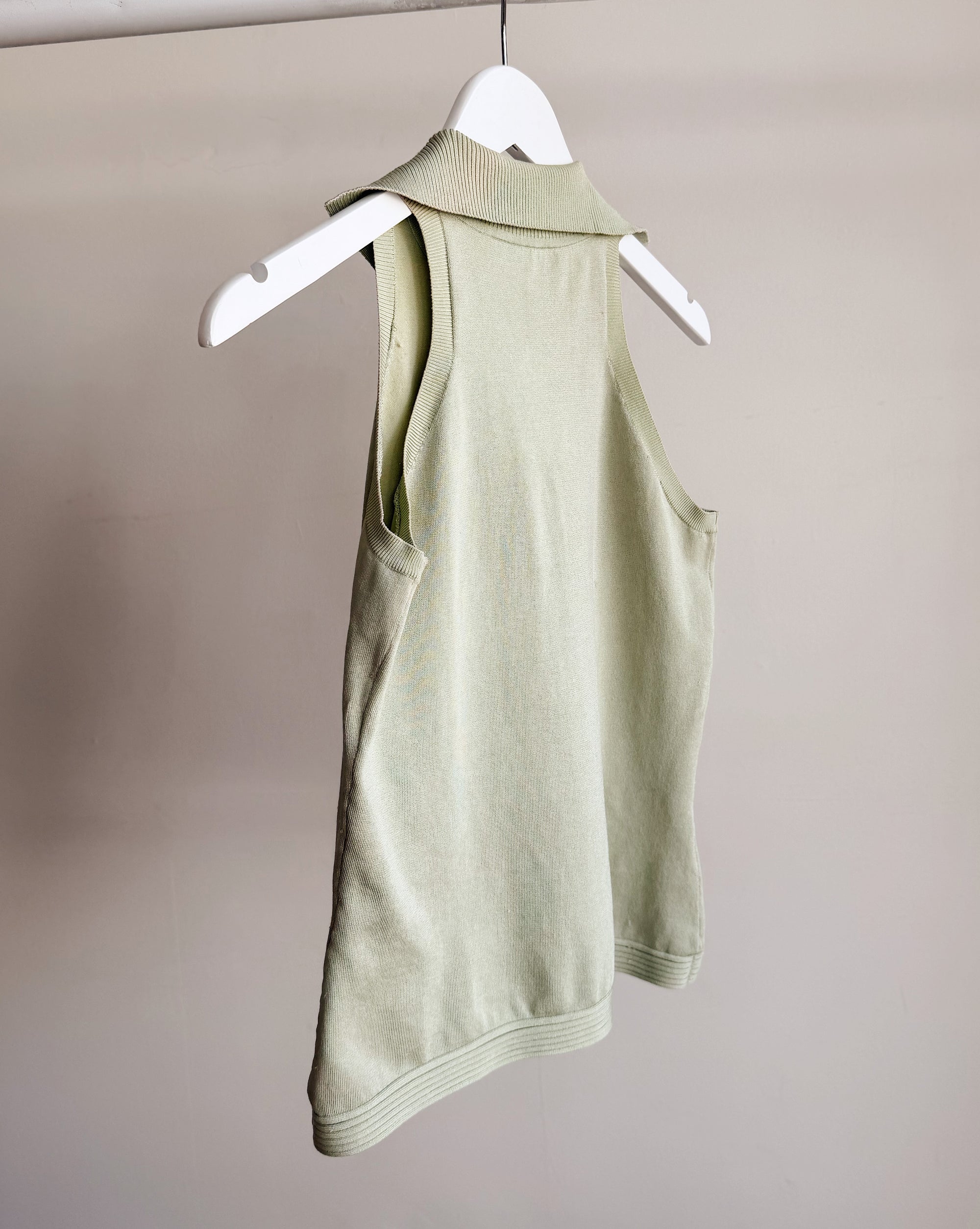 Sage Ruffle Silk Knit Top