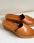 Robert Clergerie Tan Leather Platform Mules | Size 8