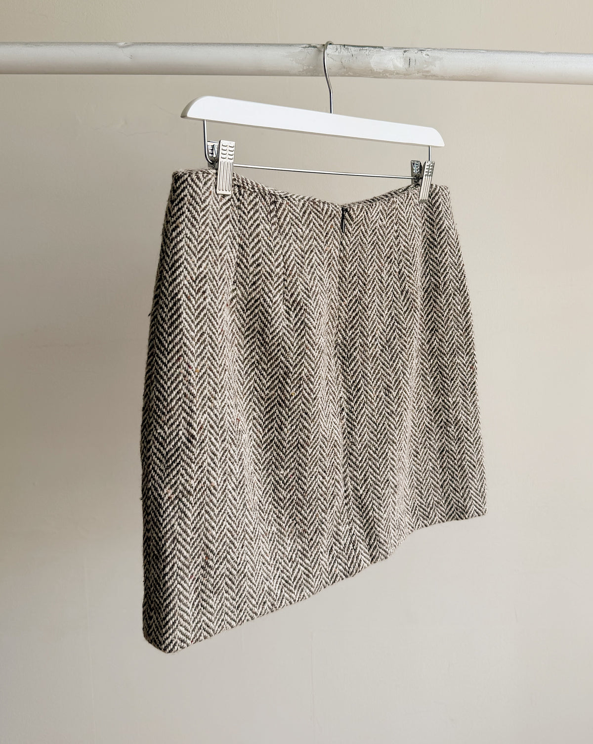 Herringbone Textured Wool Mini Skirt - Hey Jude