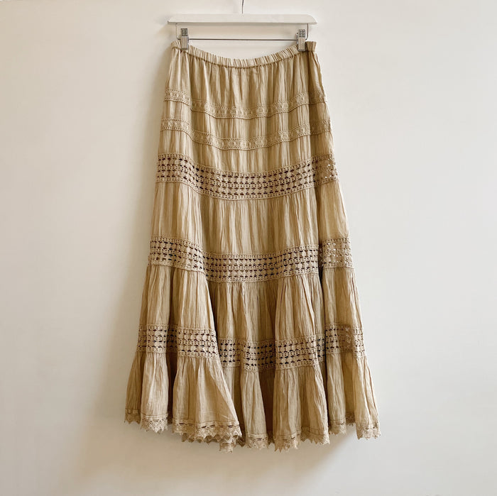 Tea Cotton Tiered Maxi Skirt