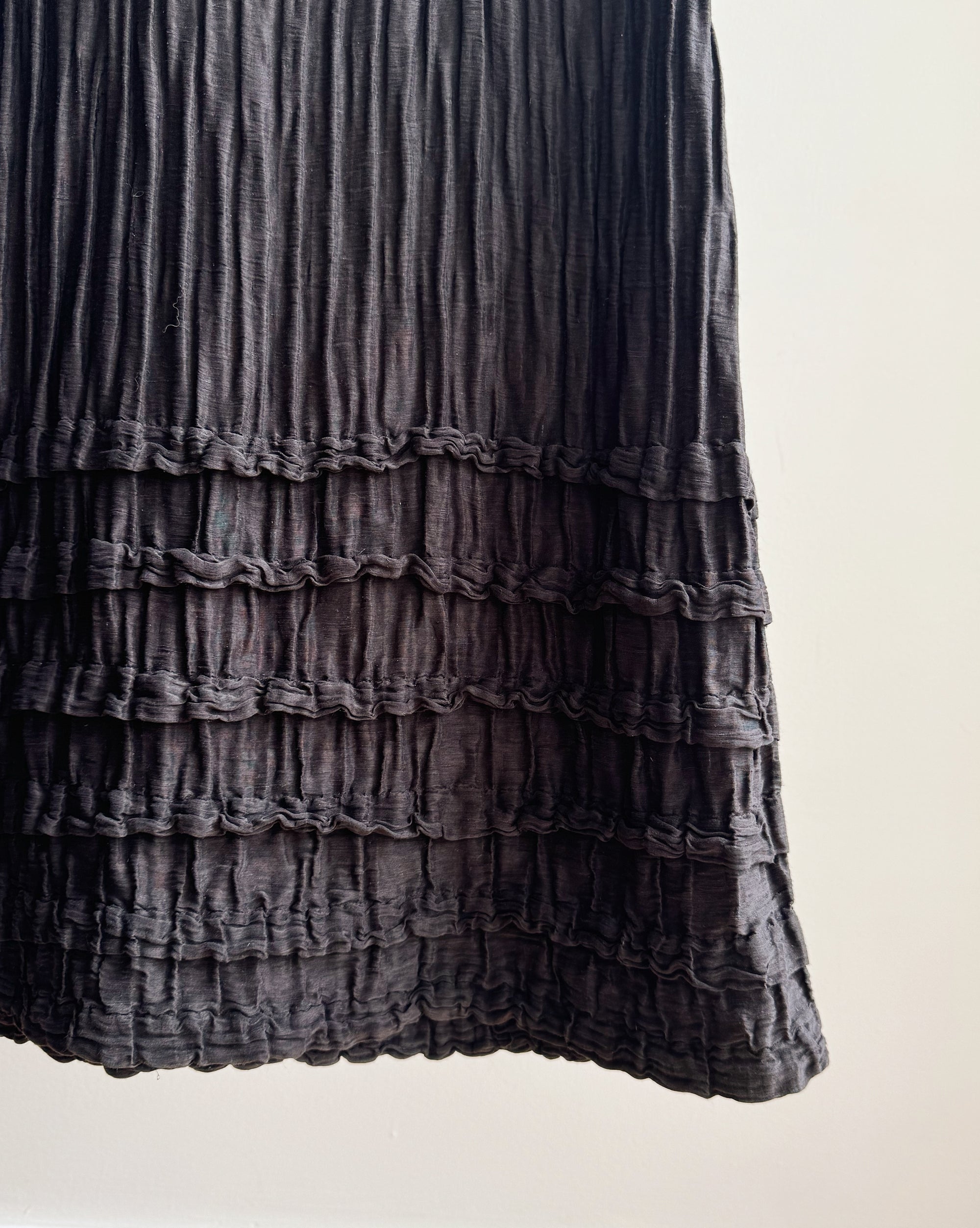 Onyx Silk + Linen Textured Dress