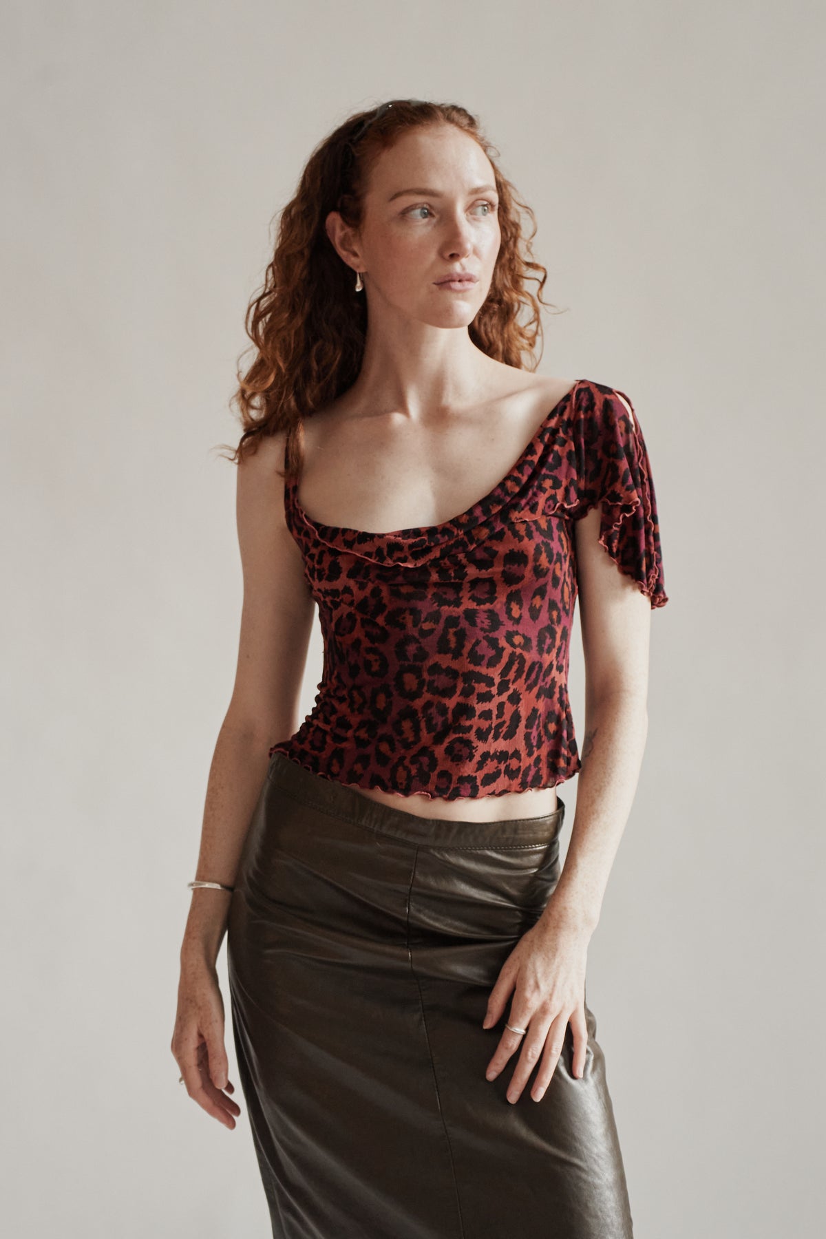 DVF Silk Leopard Draped Top