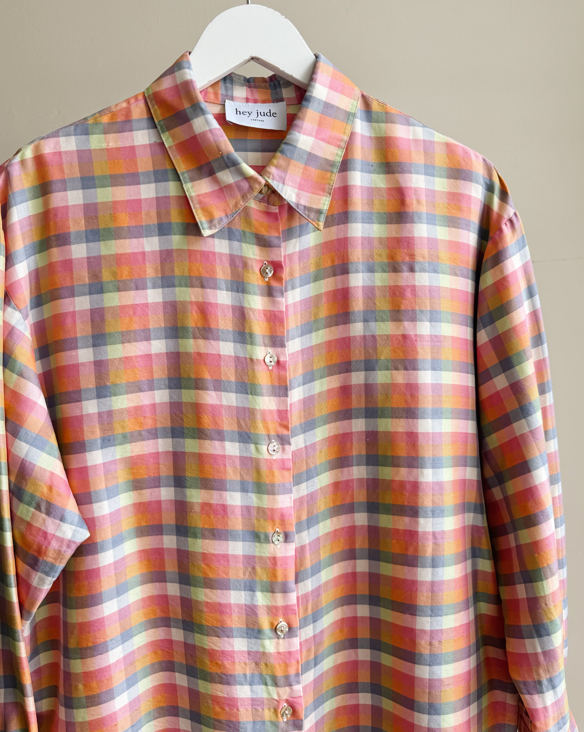 Plaid Silk Button Down Shirt