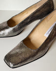 Silver Metallic Snakeskin Pumps | Size 40 - Hey Jude