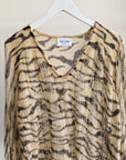 Zebra Print Mohair V-neck Knit