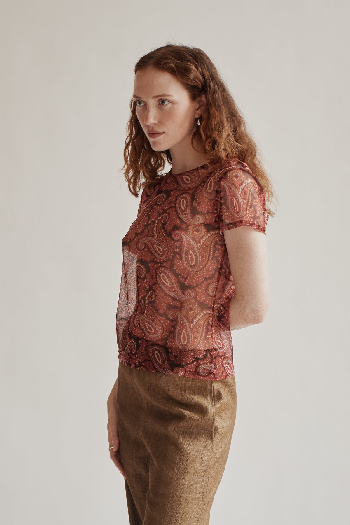 Red Sheer Paisley Tee