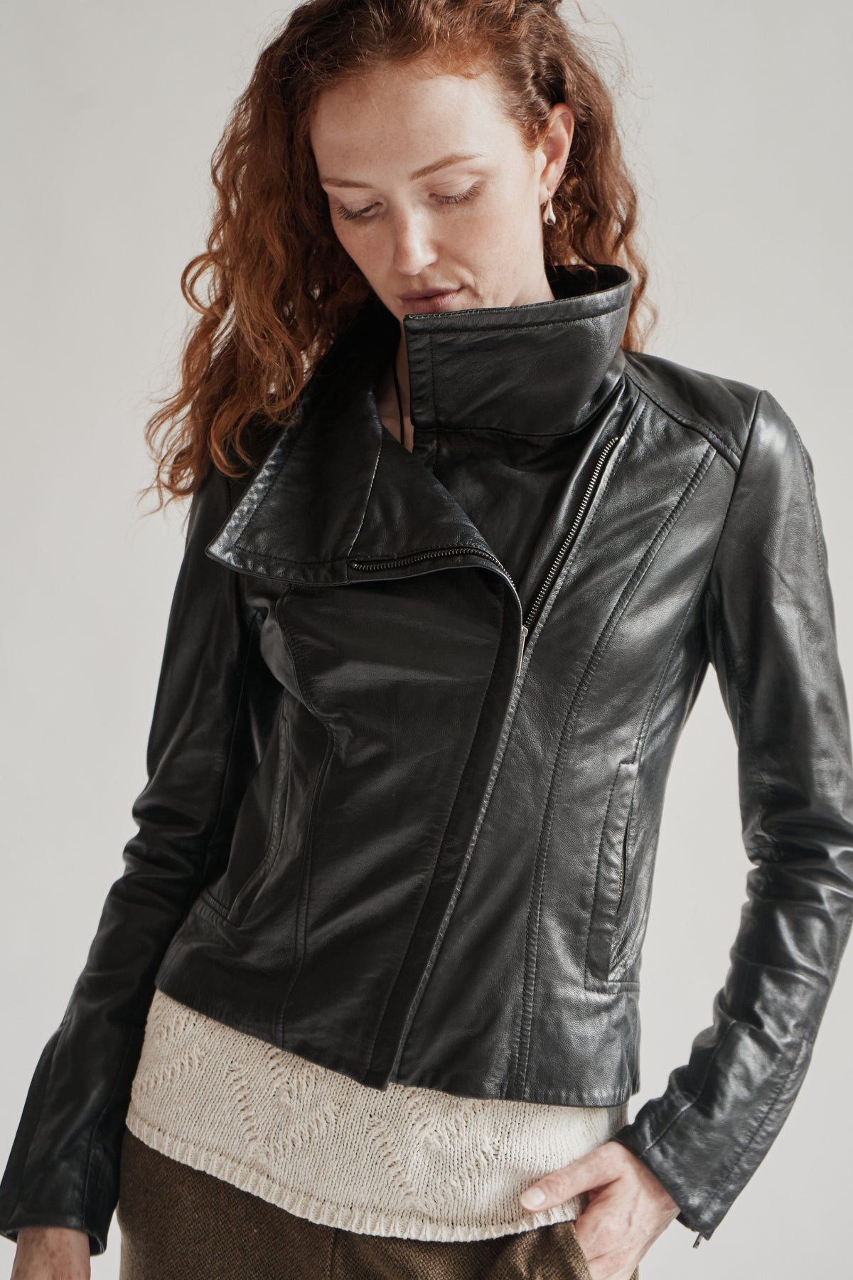 Black Asymmetrical Leather Jacket
