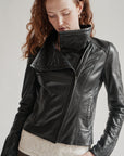 Black Asymmetrical Leather Jacket