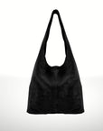 Suede Leather Hobo Bag in Black