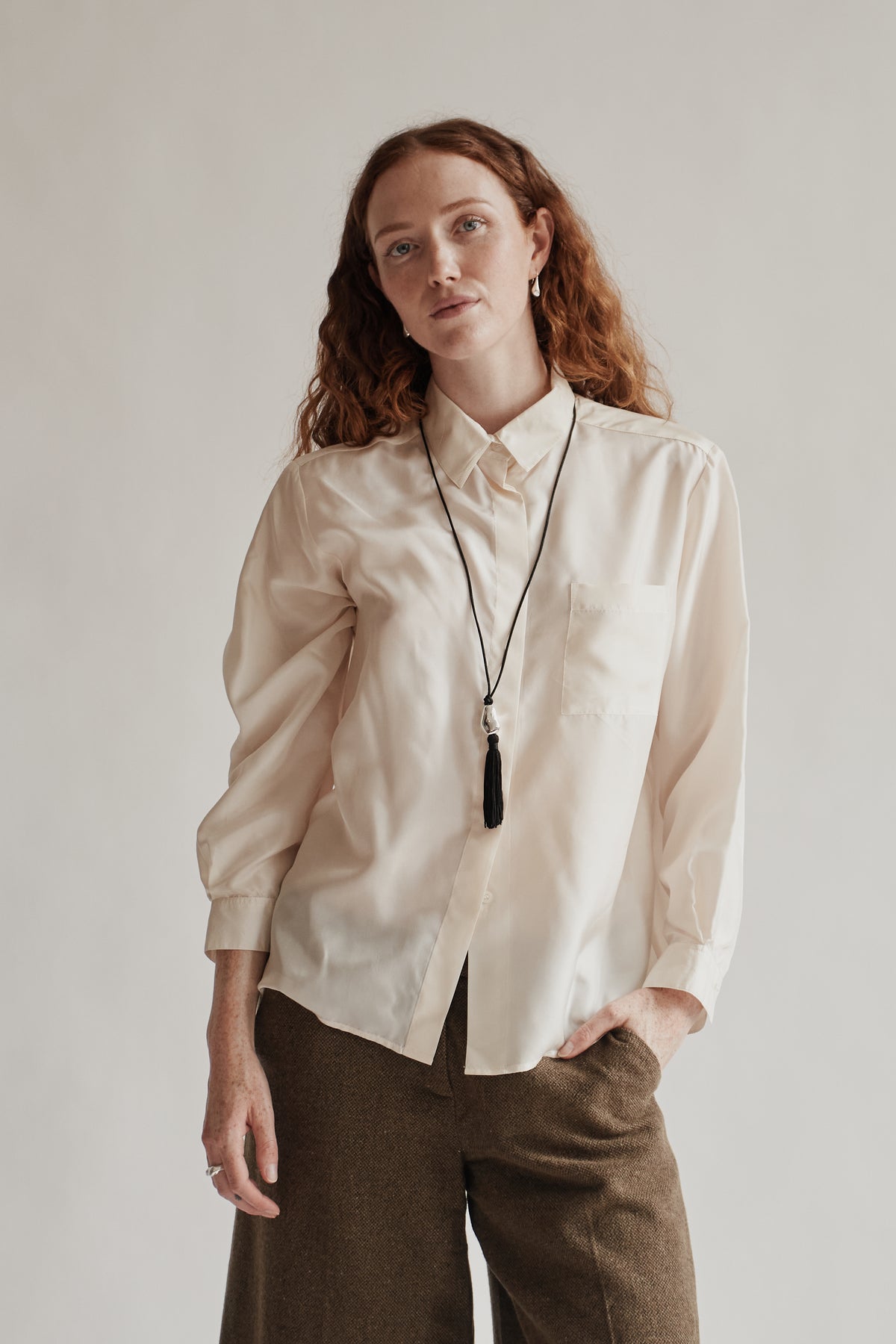 Ivory Boxy Paper-thin Silk Blouse - Hey Jude