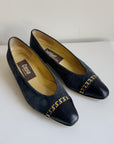 Navy Suede Art Deco Pumps | Size 7.5