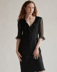 Raven Sheer Silk Ruffle Maxi Dress