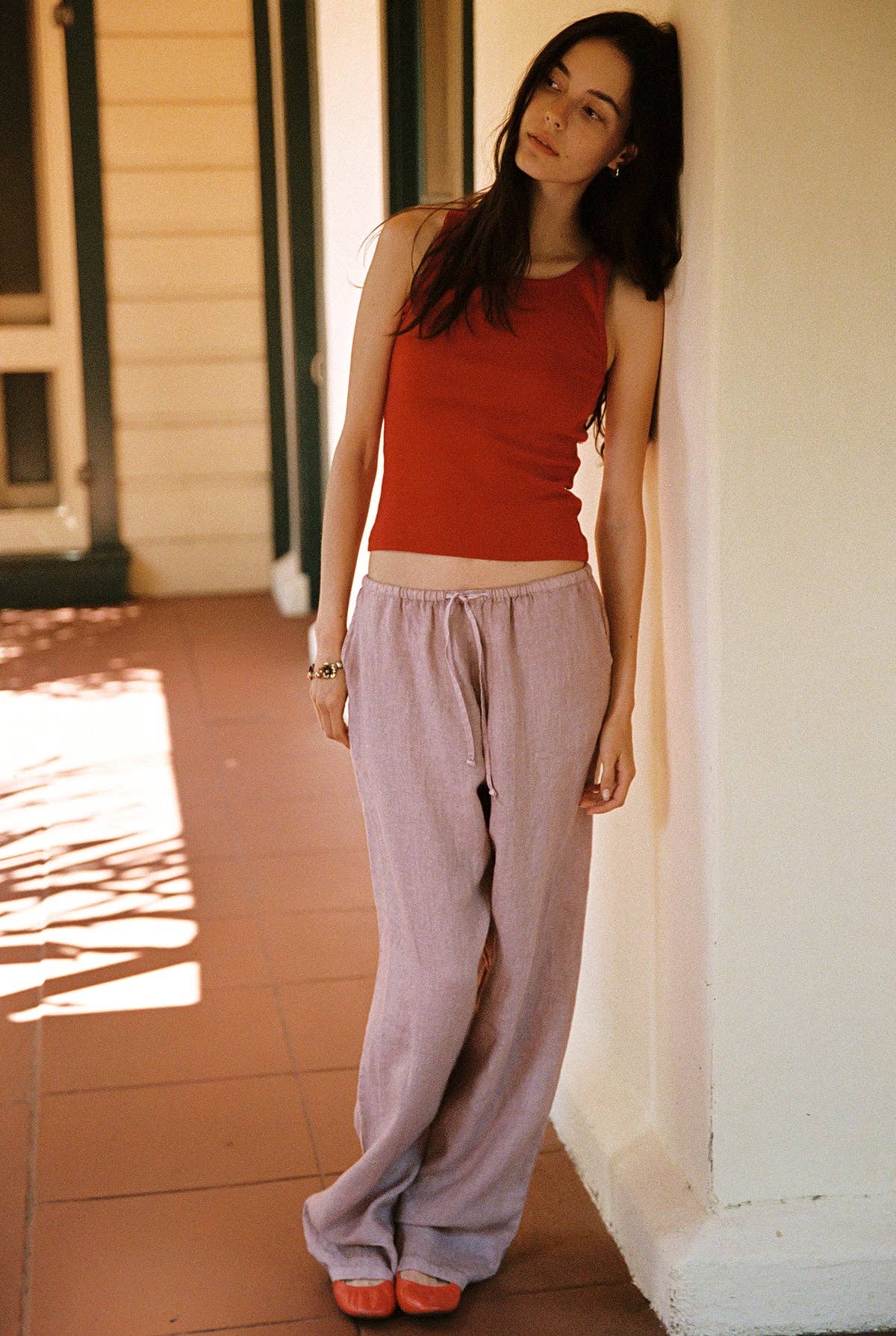 LA RELAXED | Linen Drawstring Pant in Dusty Rose - Hey Jude