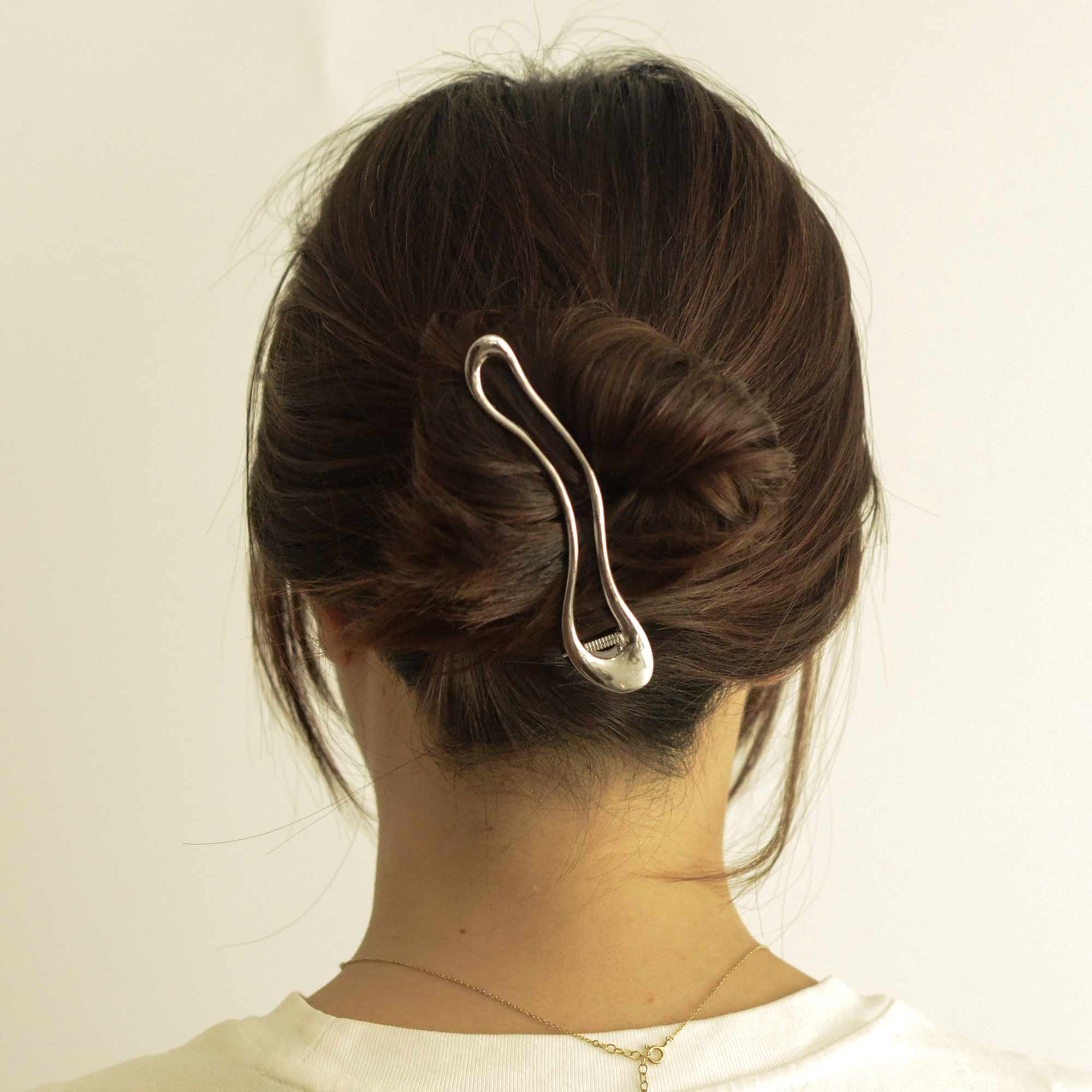 nar&#39;sha | Long Silver Metal Hair Clip