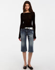CUBIC - CUBIC Washed Denim Knee-Length Shorts: Blue / S - Hey Jude