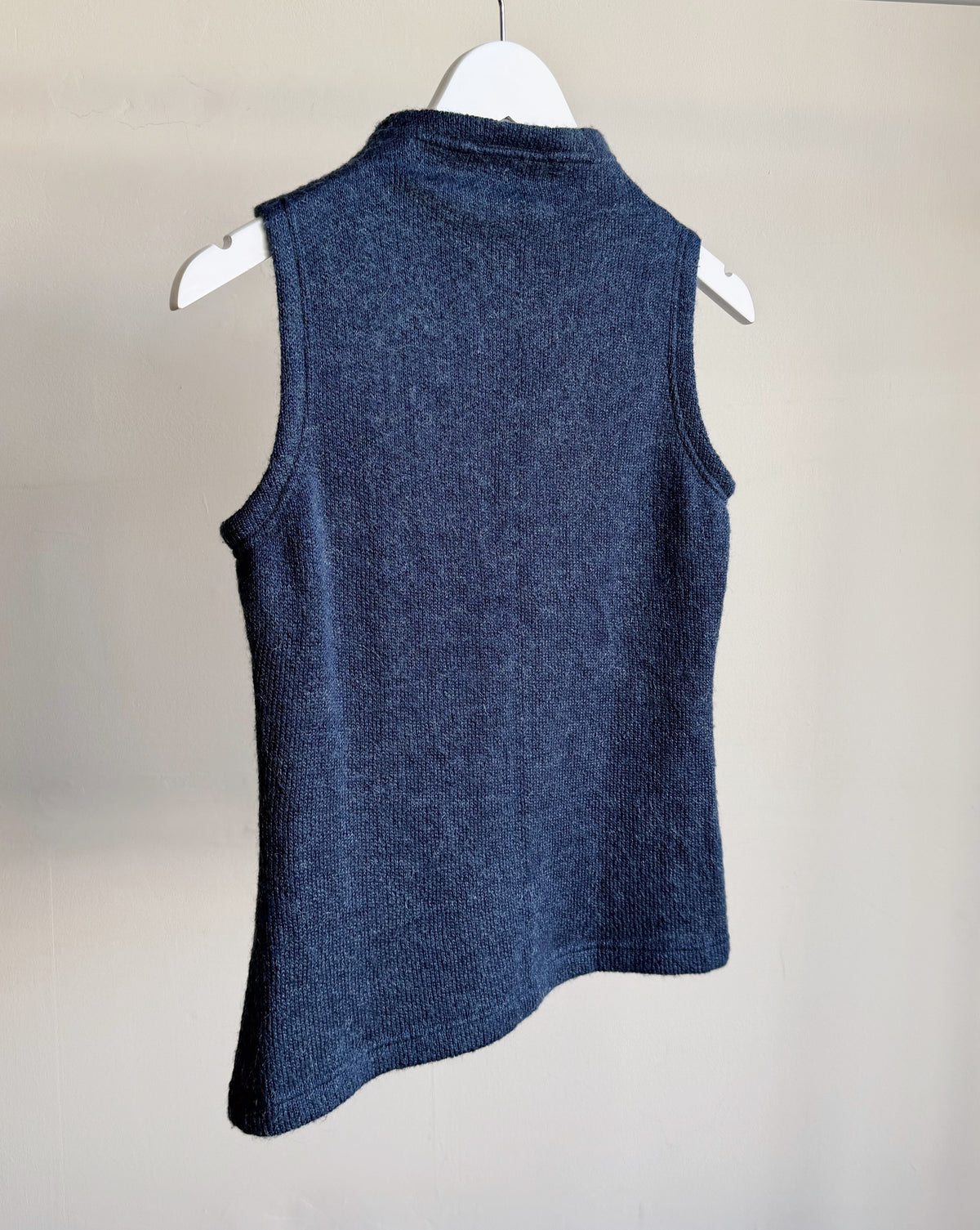 Dusty Blue Mohair Knit Rosette Top