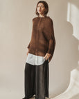 Espresso Mohair Knit Slouch Sweater