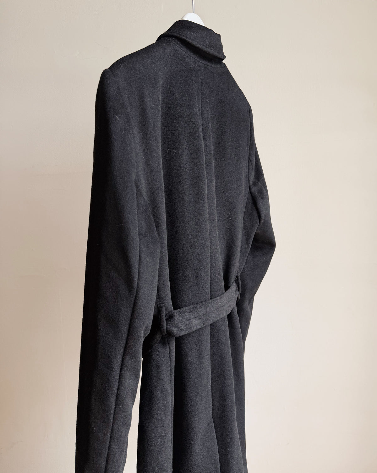 Onyx Cashmere Wool Belted Coat - Hey Jude