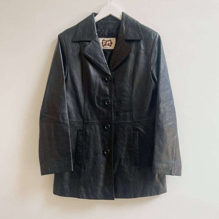 Raven Glossy Midi Leather Jacket