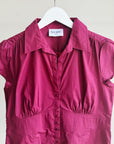 Berry Cotton Puff Sleeve Blouse