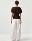 CUBIC - CUBIC Lyocell Blend Off-Shoulder Fitted Top: Brown / UN - Hey Jude