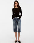 CUBIC - CUBIC Washed Denim Knee-Length Shorts: Blue / S - Hey Jude