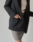 Soft Black Linen Blazer