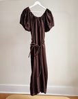 Espresso Belted Linen Maxi Dress