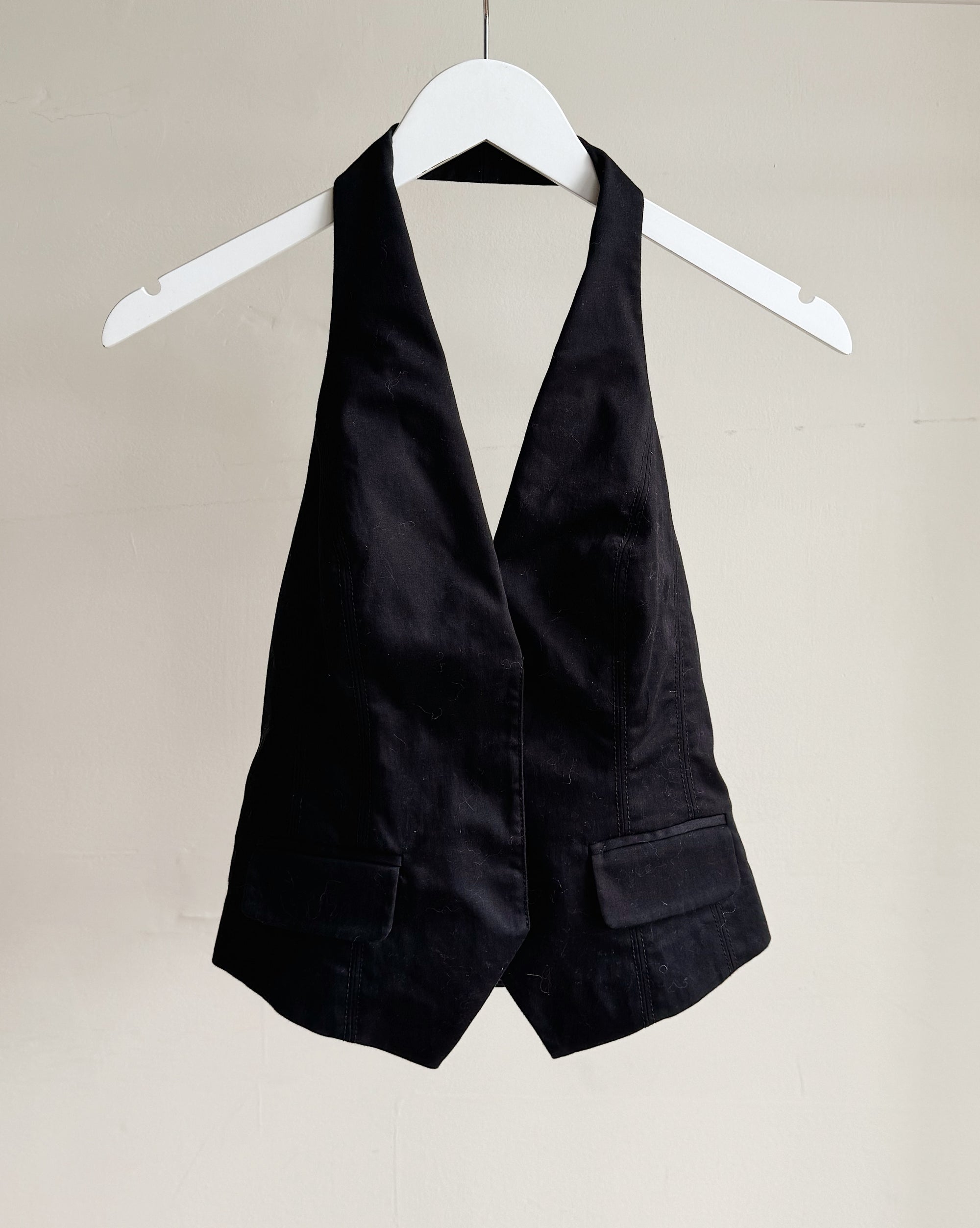 Black Tailored Halter Vest Top - Hey Jude