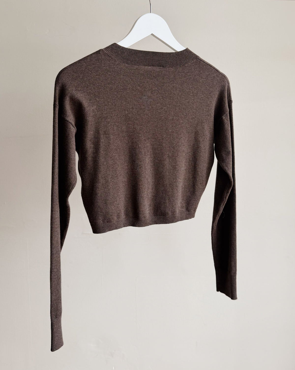 Chocolate Cropped Cotton Cardigan Top - Hey Jude