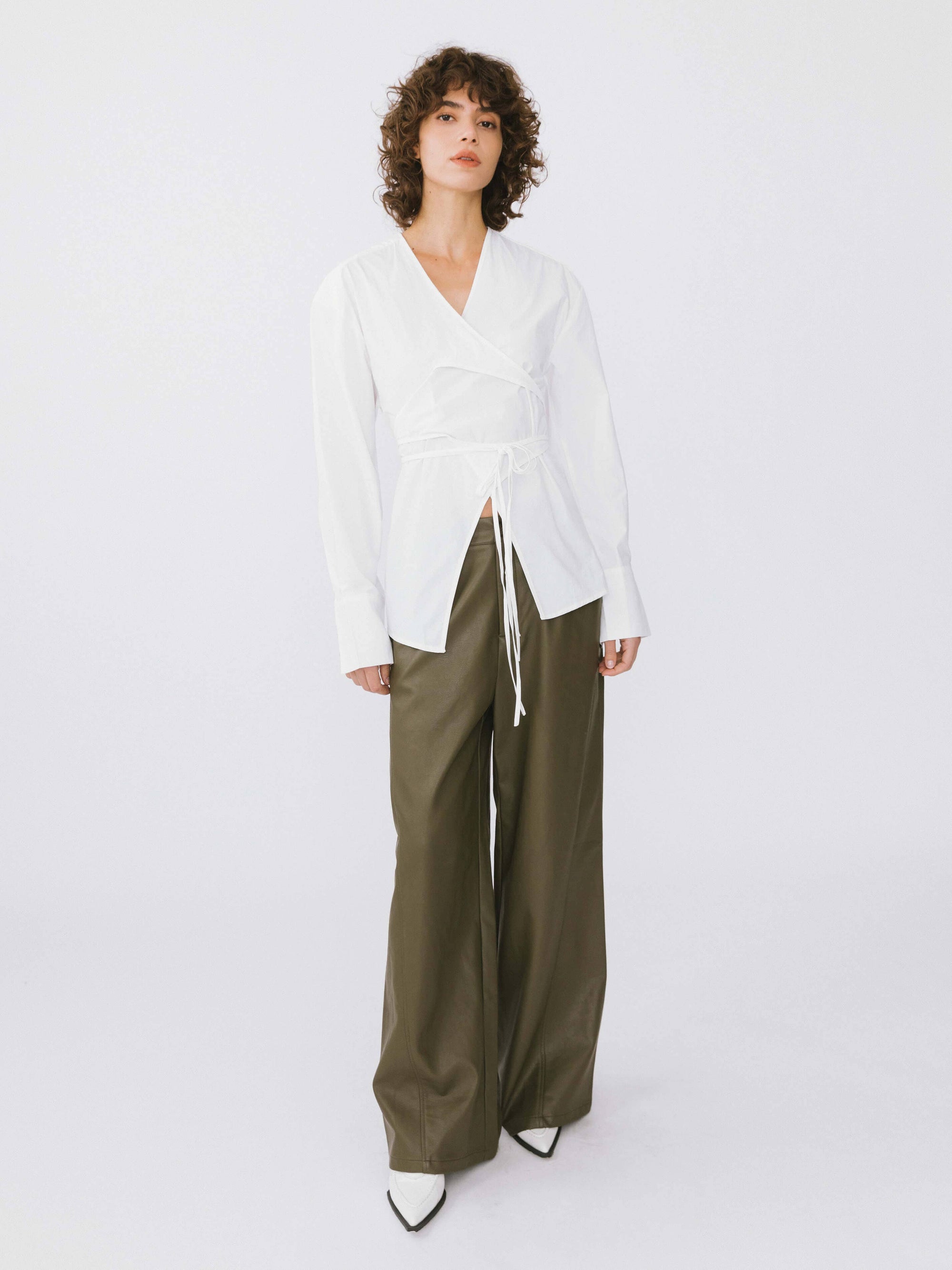 Cubic | Criss-Crossed Cotton Layered Blouse in White