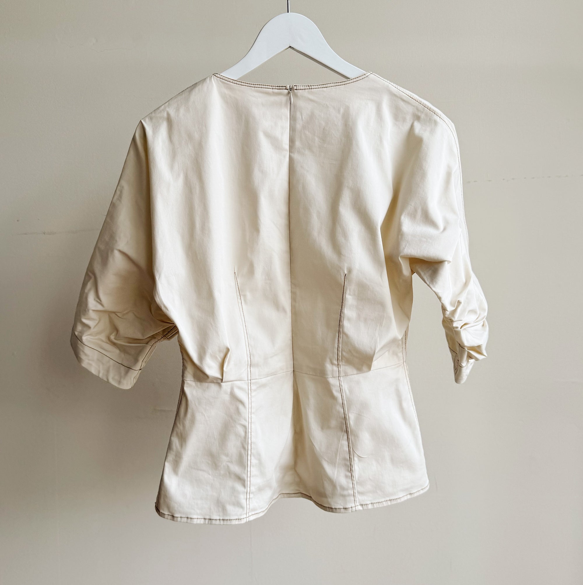 Cream Architectural Cut-Out Blouse
