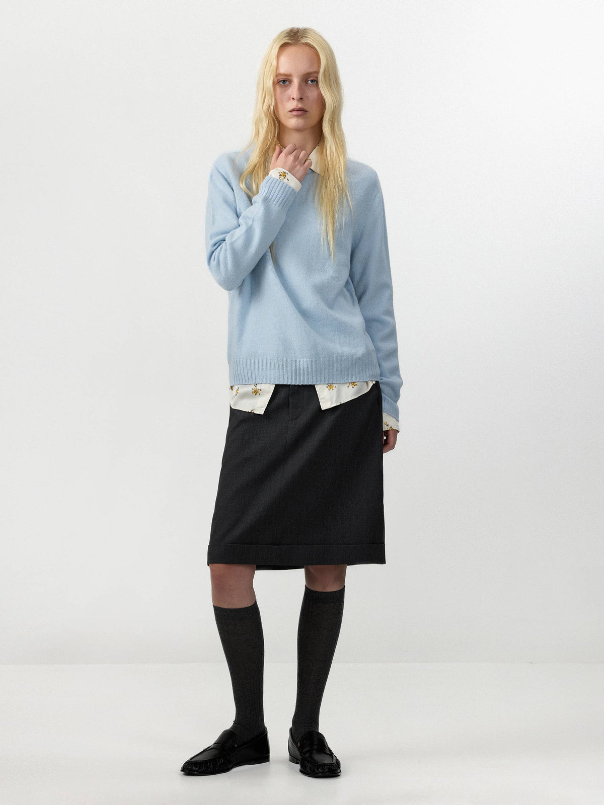 CUBIC | Wool Relaxed Crewneck Sweater in Sky Blue