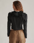 Black Silk Taffeta Casscading Ruffle Top - Hey Jude