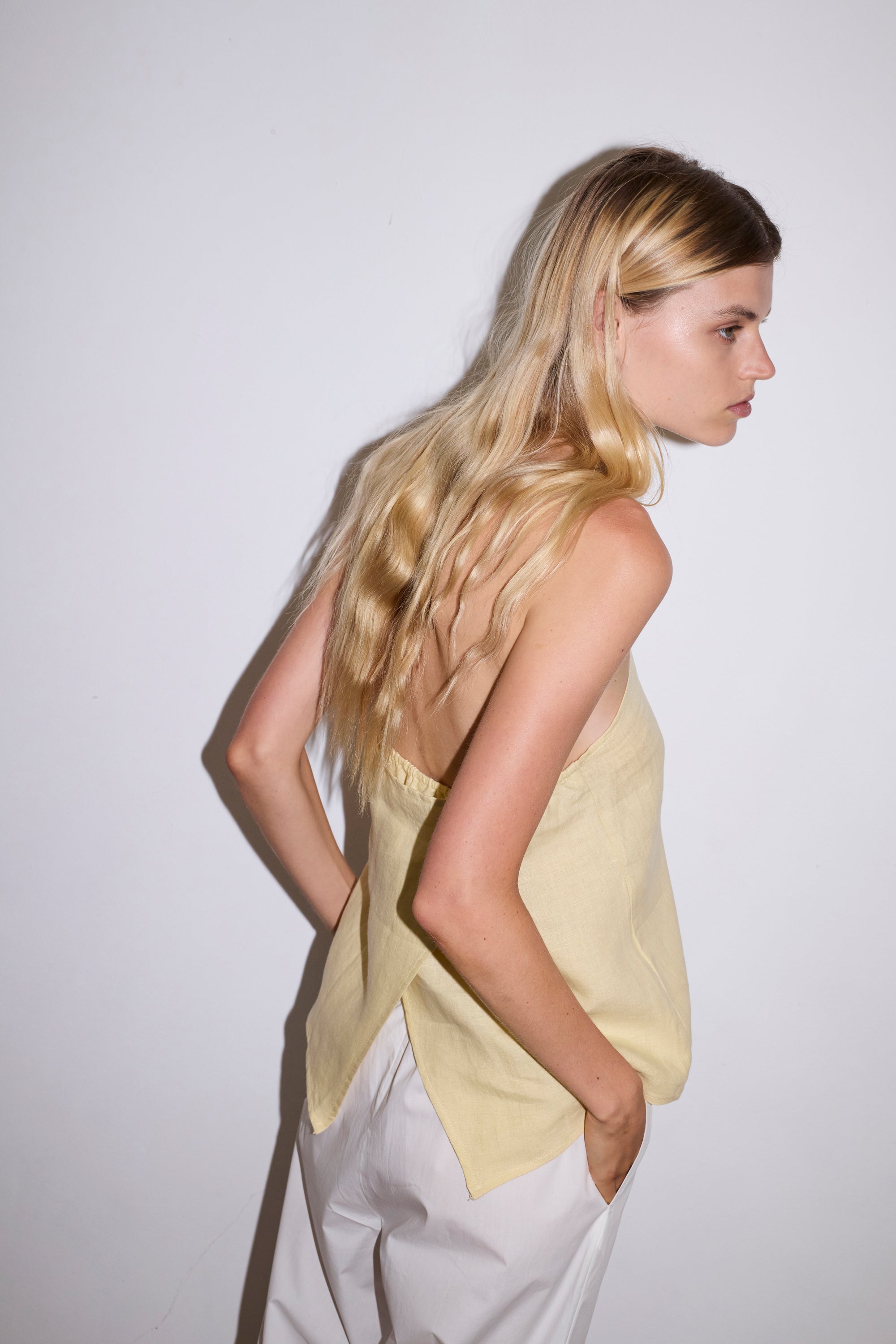 Deiji Studios | Linen Wrap Back Top in Butter