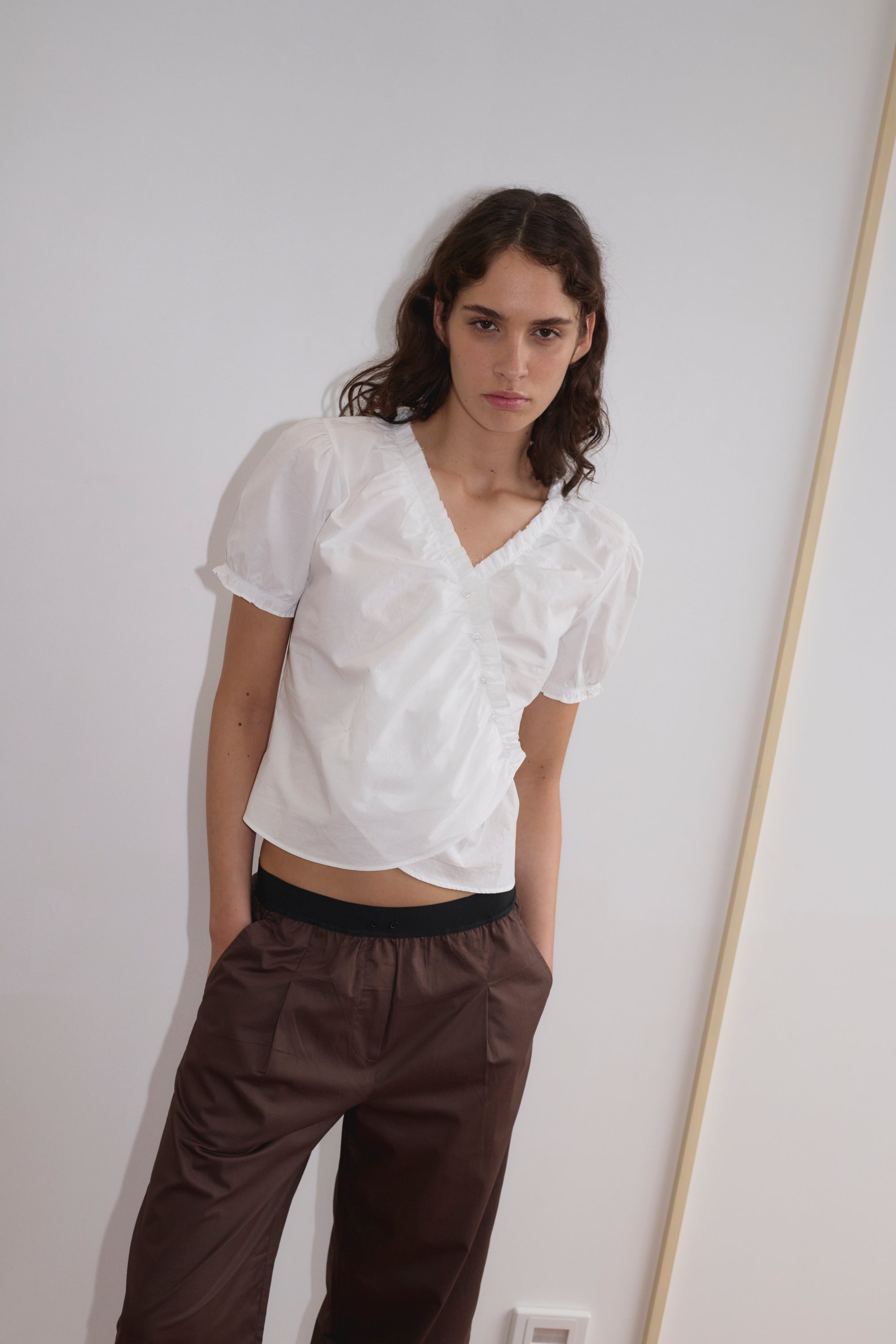 Deiji Studios | Cross Frill Top in White - Hey Jude