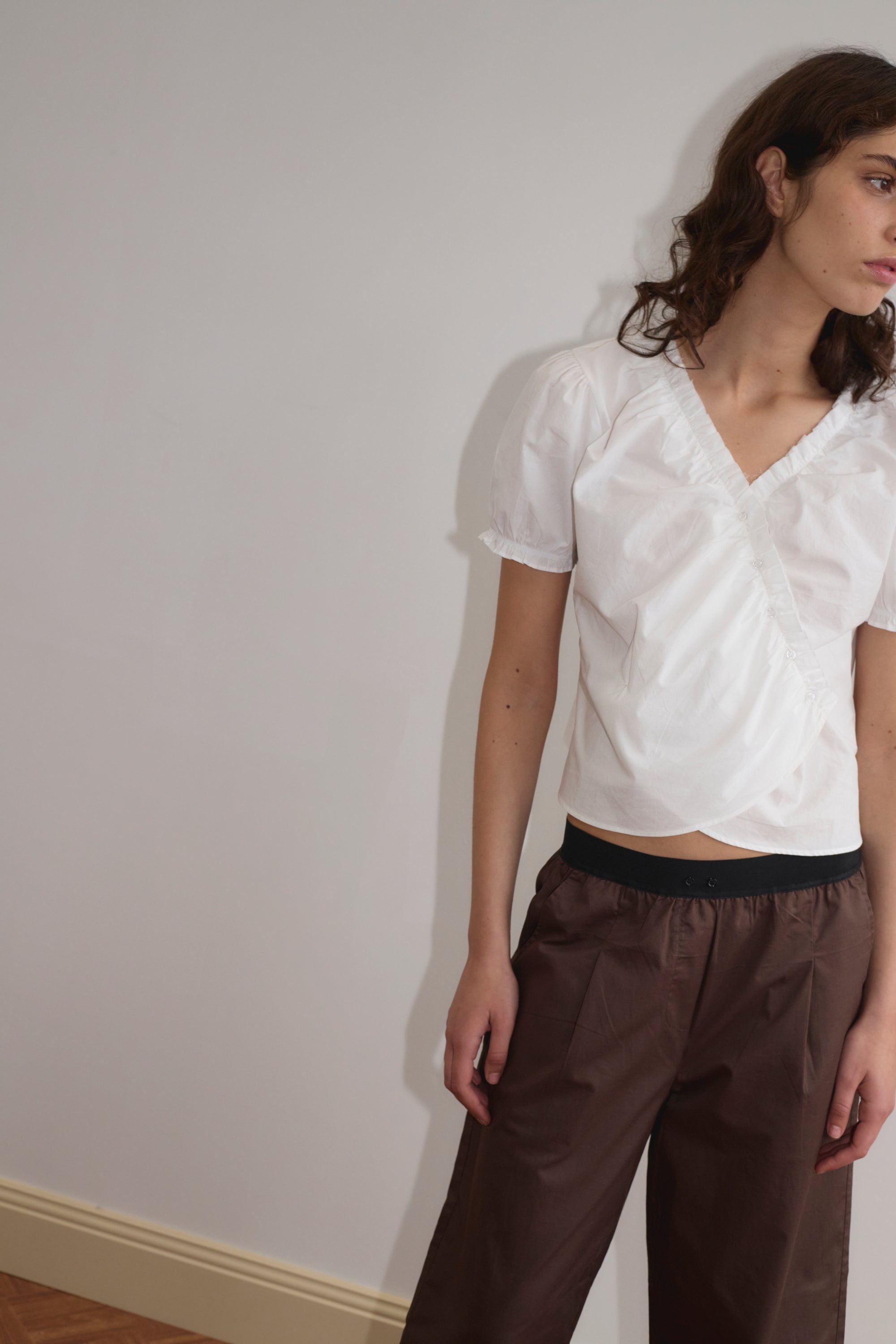 Deiji Studios | Cross Frill Top in White - Hey Jude