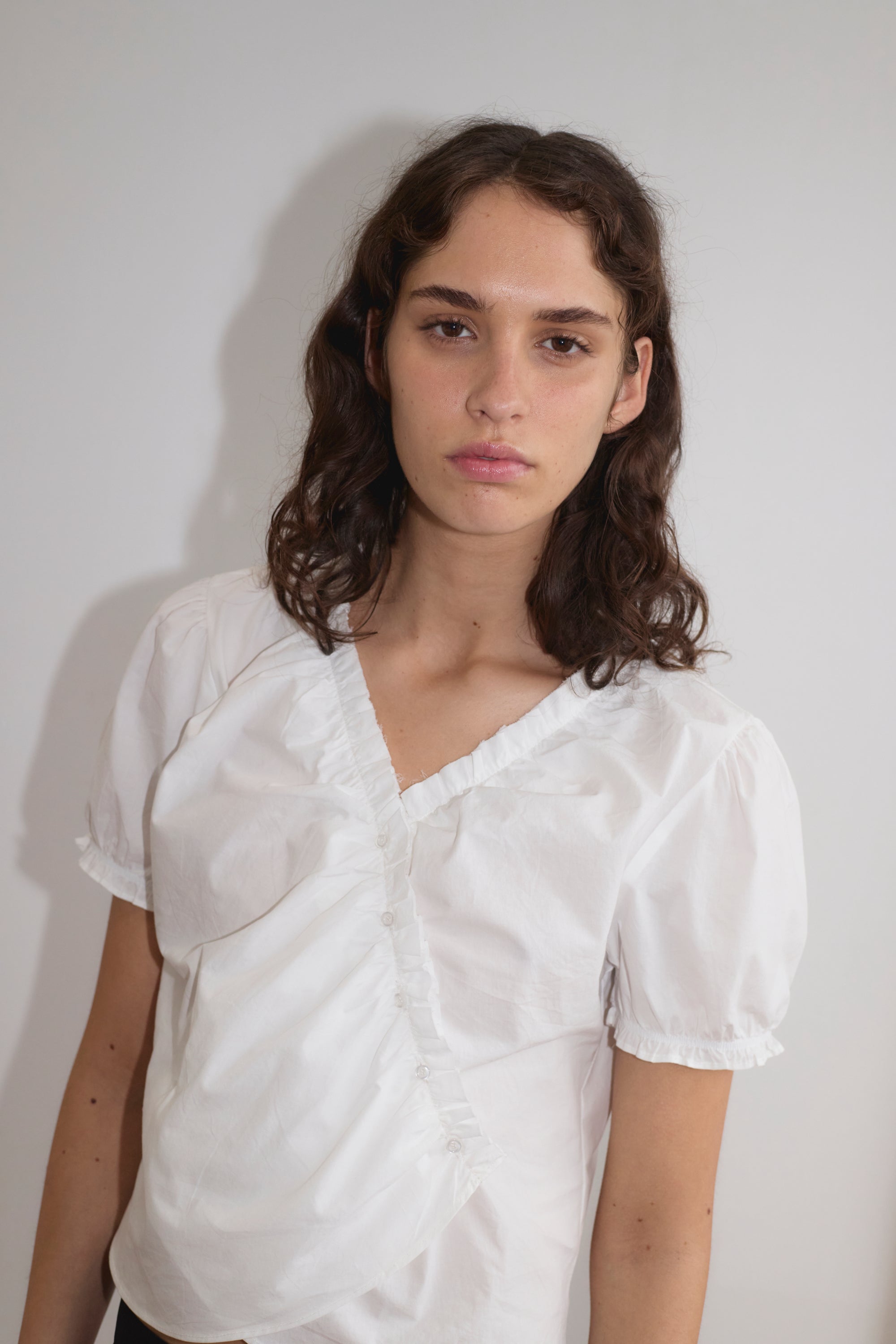Deiji Studios | Cross Frill Top in White - Hey Jude