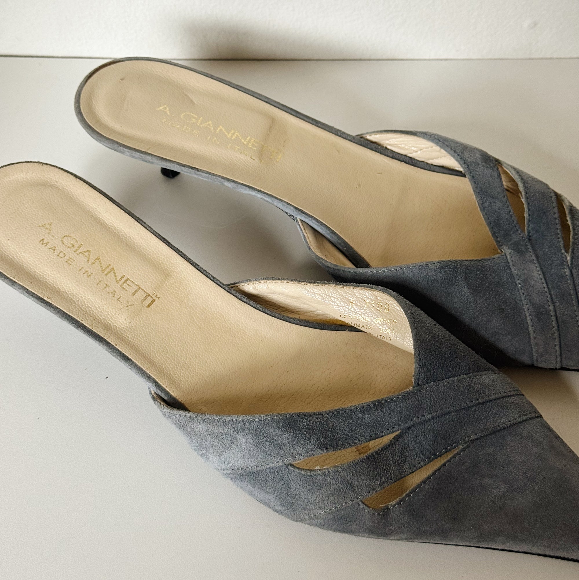 Slate Blue Suede Pointed Mule | Size 41 - Hey Jude
