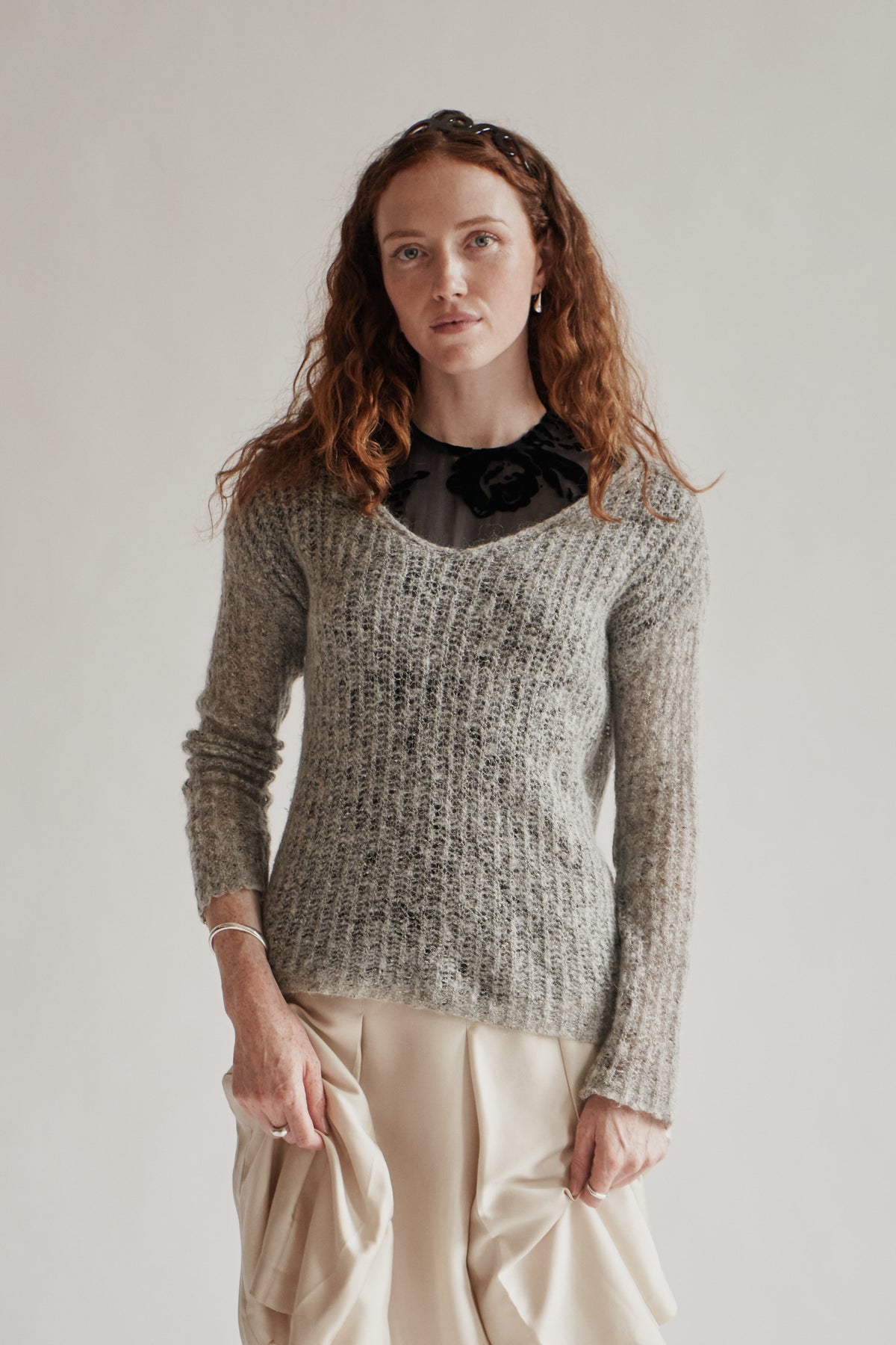 Smoke Loose Knit Mohair Sweater - Hey Jude